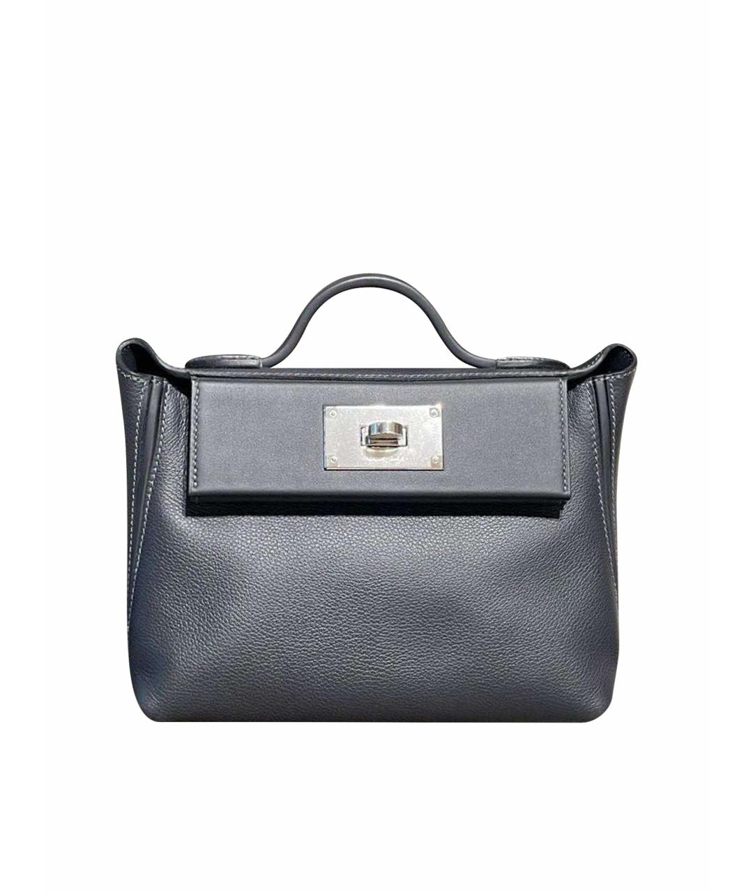 HERMES Серая кожаная сумка с короткими ручками, фото 1
