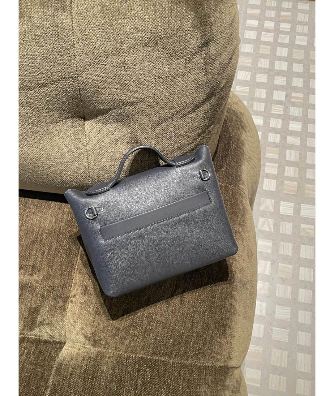 HERMES Серая кожаная сумка с короткими ручками, фото 2