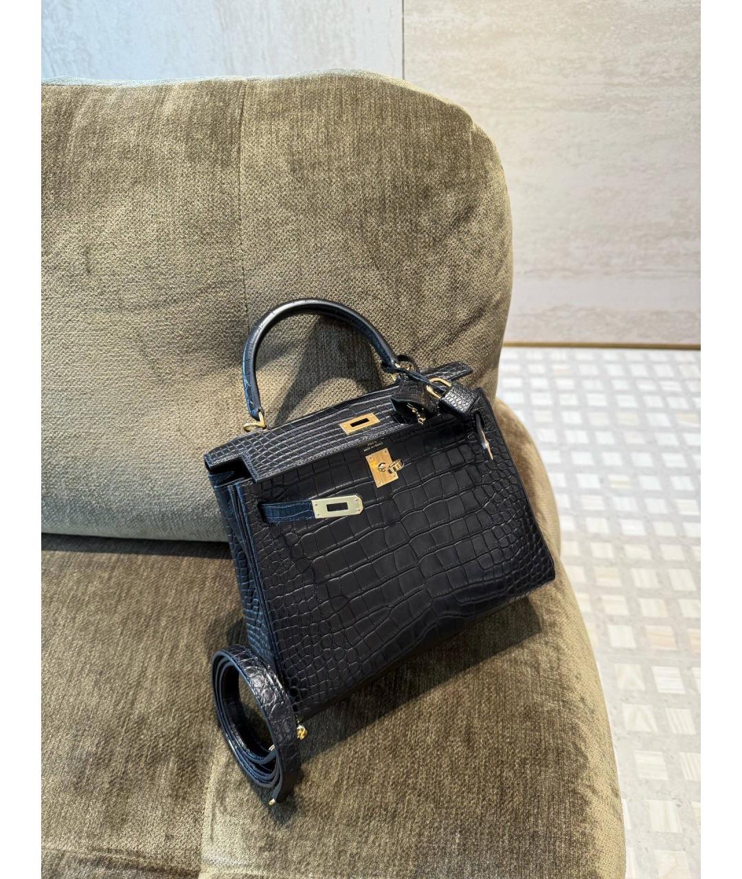 HERMES Черная кожаная сумка с короткими ручками, фото 2