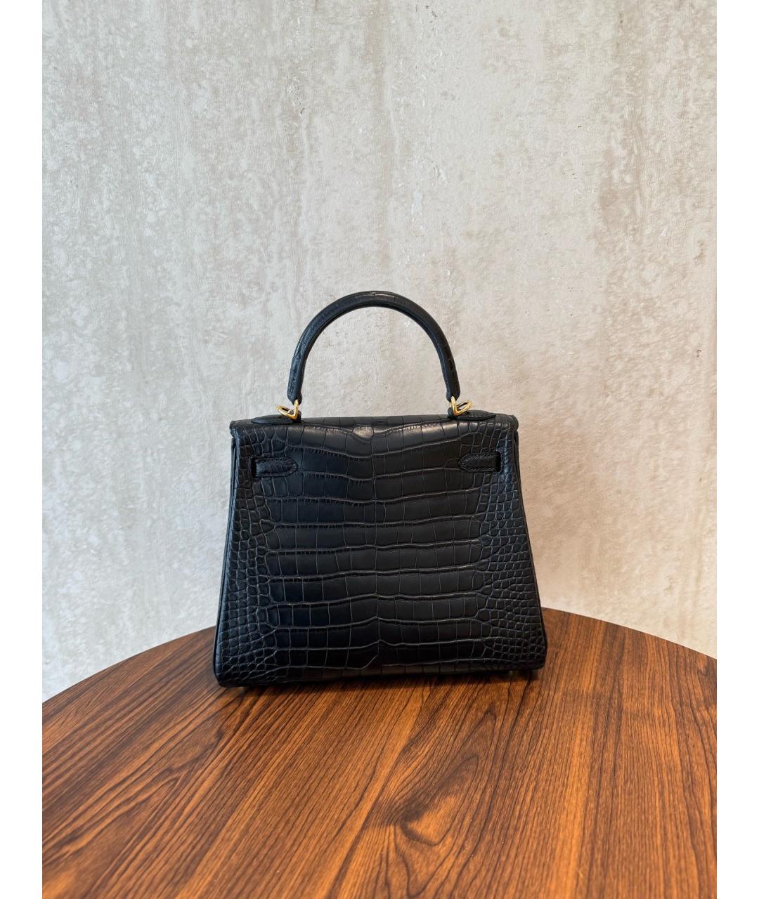 HERMES Черная кожаная сумка с короткими ручками, фото 6