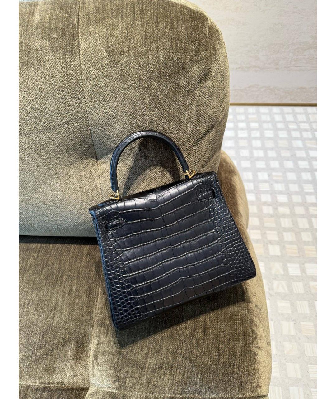 HERMES Черная кожаная сумка с короткими ручками, фото 5