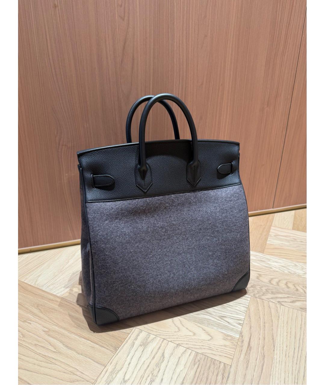 HERMES Серая твидовая сумка с короткими ручками, фото 2