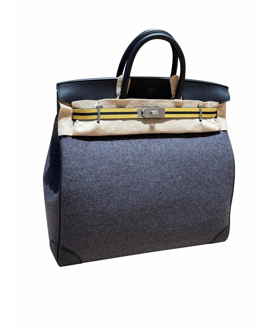 HERMES Серая твидовая сумка с короткими ручками, фото 1