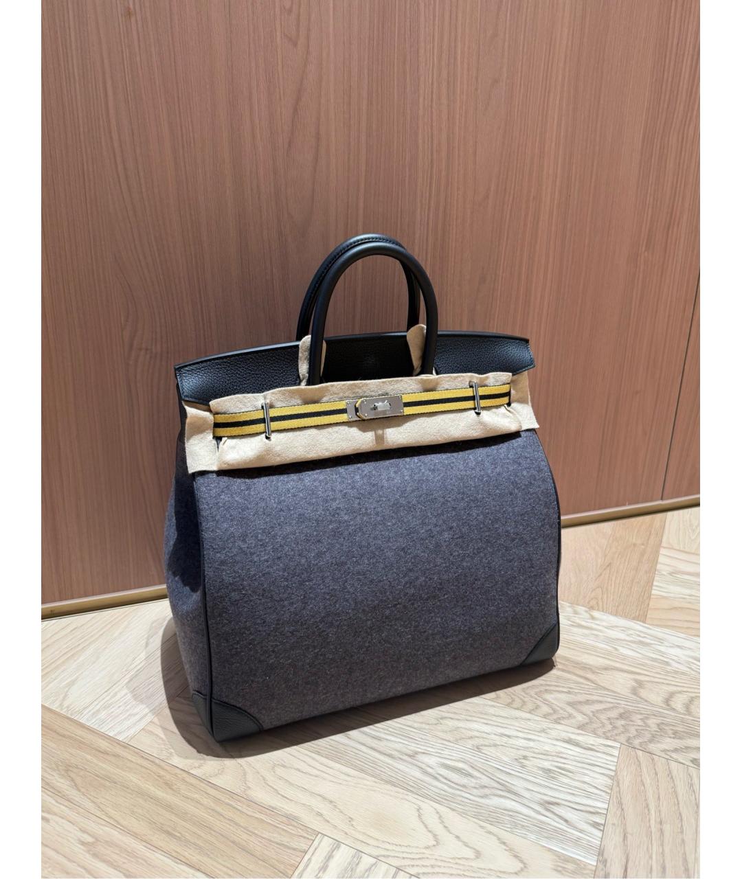 HERMES Серая твидовая сумка с короткими ручками, фото 5