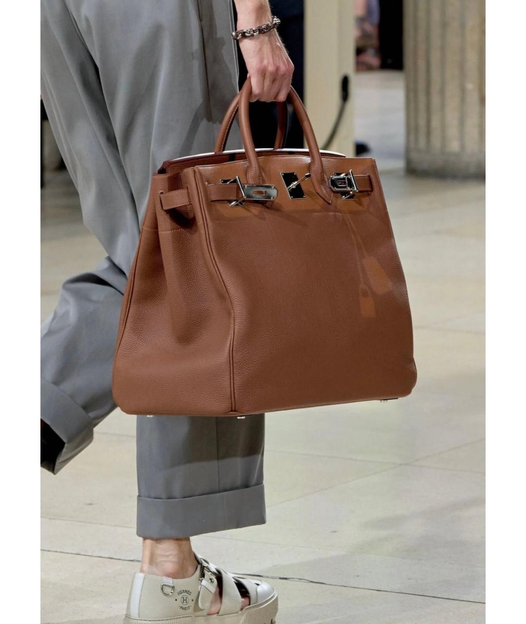 HERMES Коричневая кожаная сумка с короткими ручками, фото 5