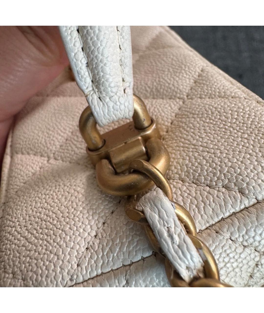 CHANEL Белая кожаная сумка через плечо, фото 8