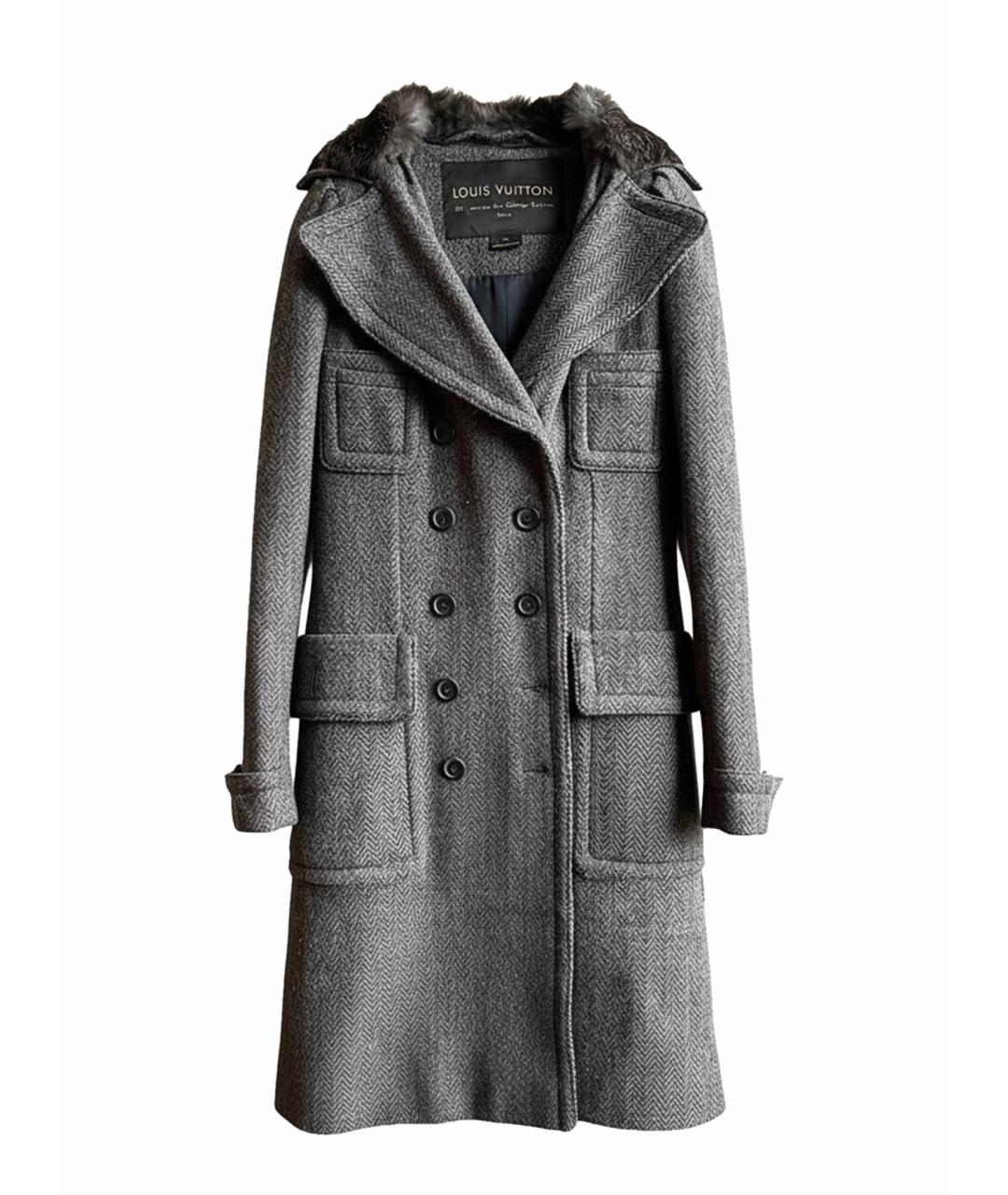 LOUIS VUITTON Серое шерстяное пальто, фото 1