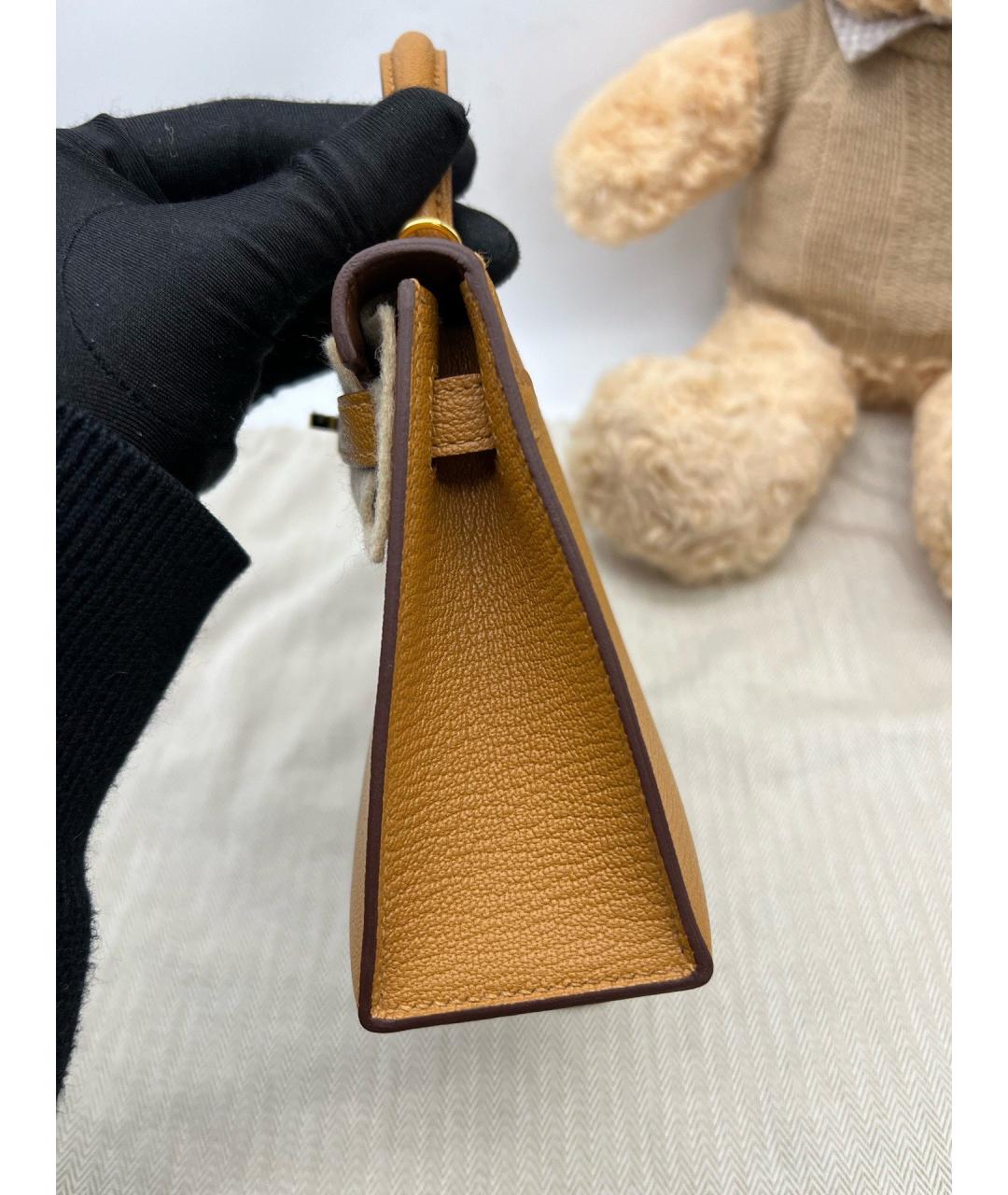 HERMES Коричневая кожаная сумка с короткими ручками, фото 5