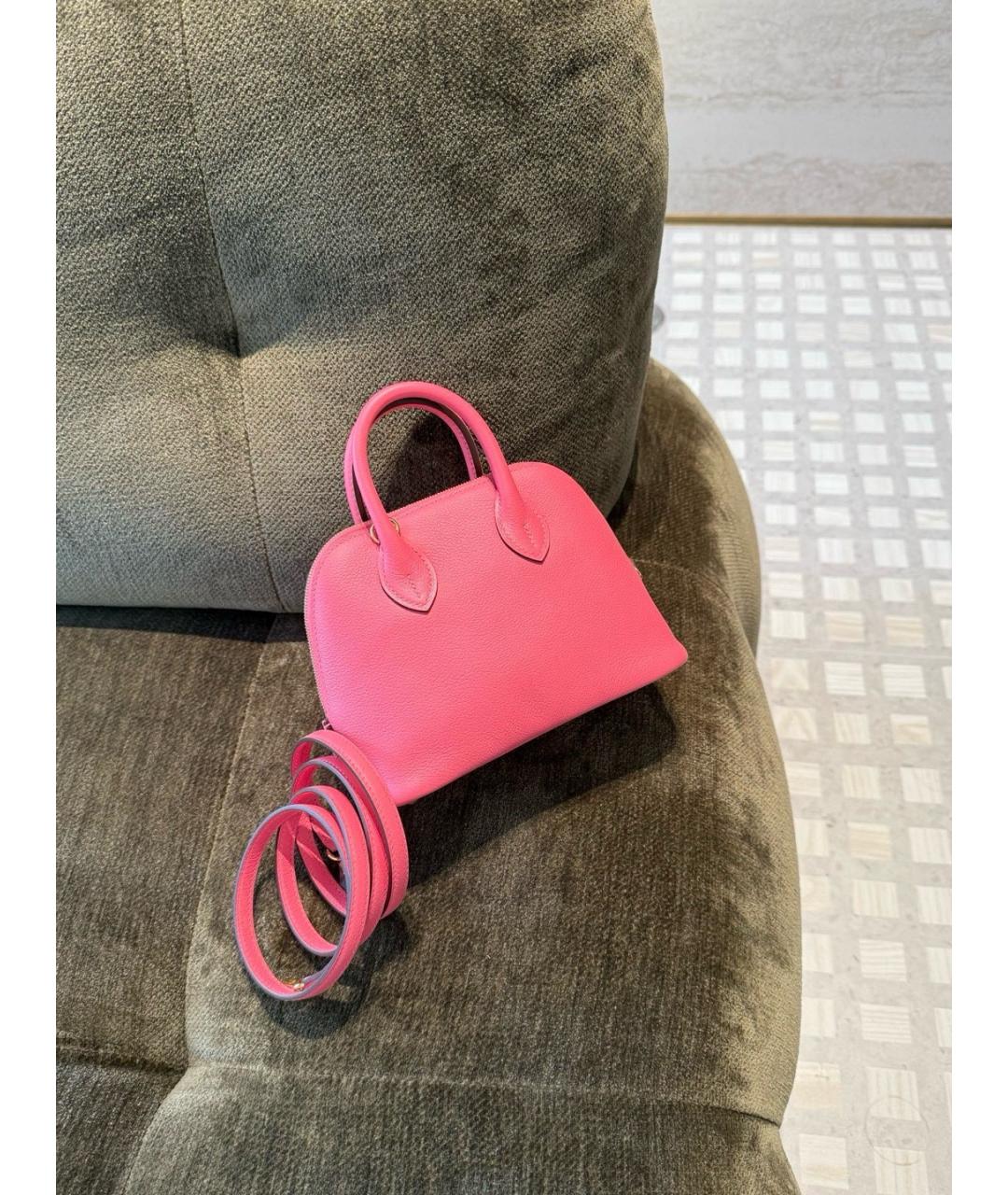 HERMES Розовая кожаная сумка с короткими ручками, фото 2
