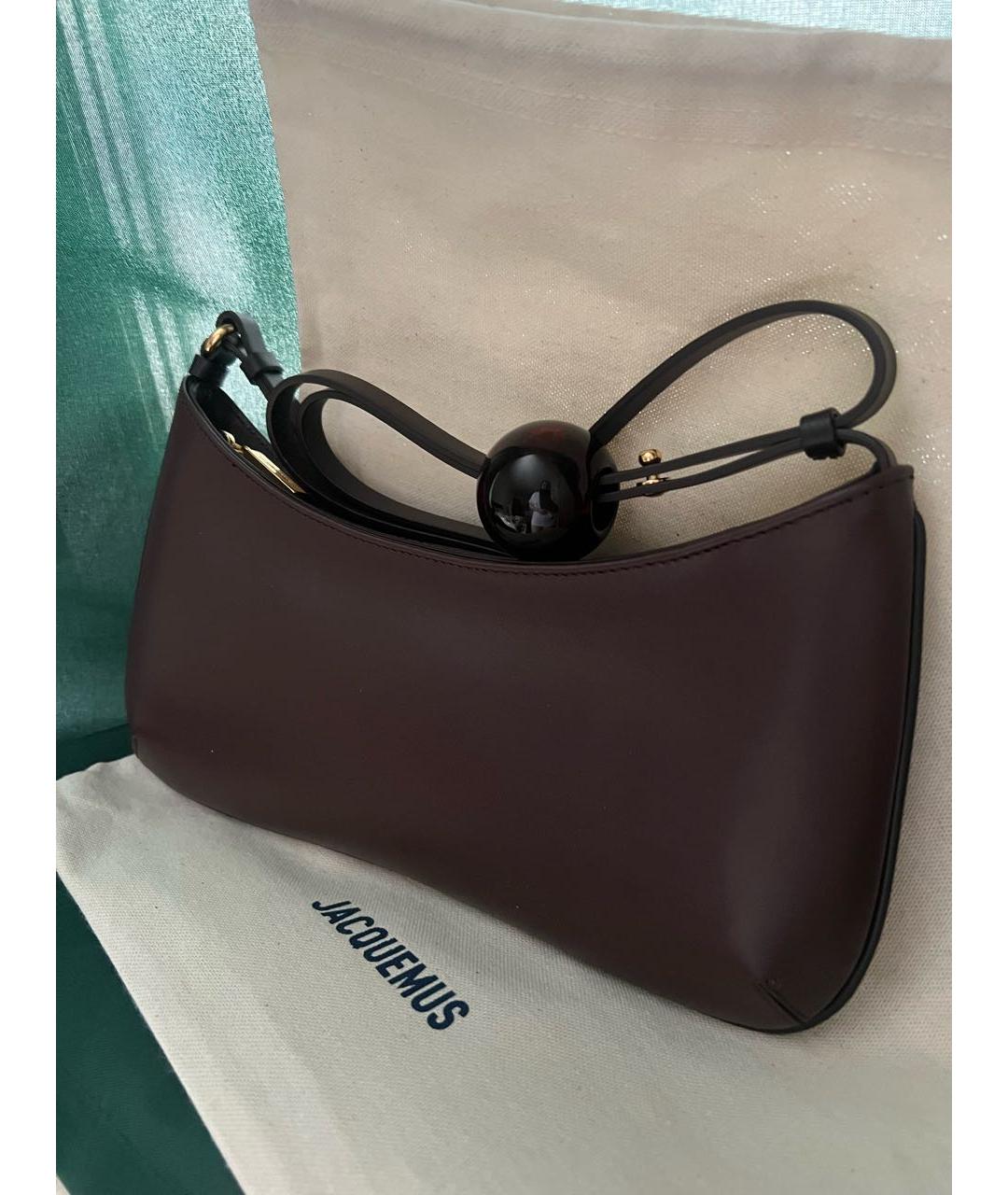 JACQUEMUS Коричневая кожаная сумка через плечо, фото 3