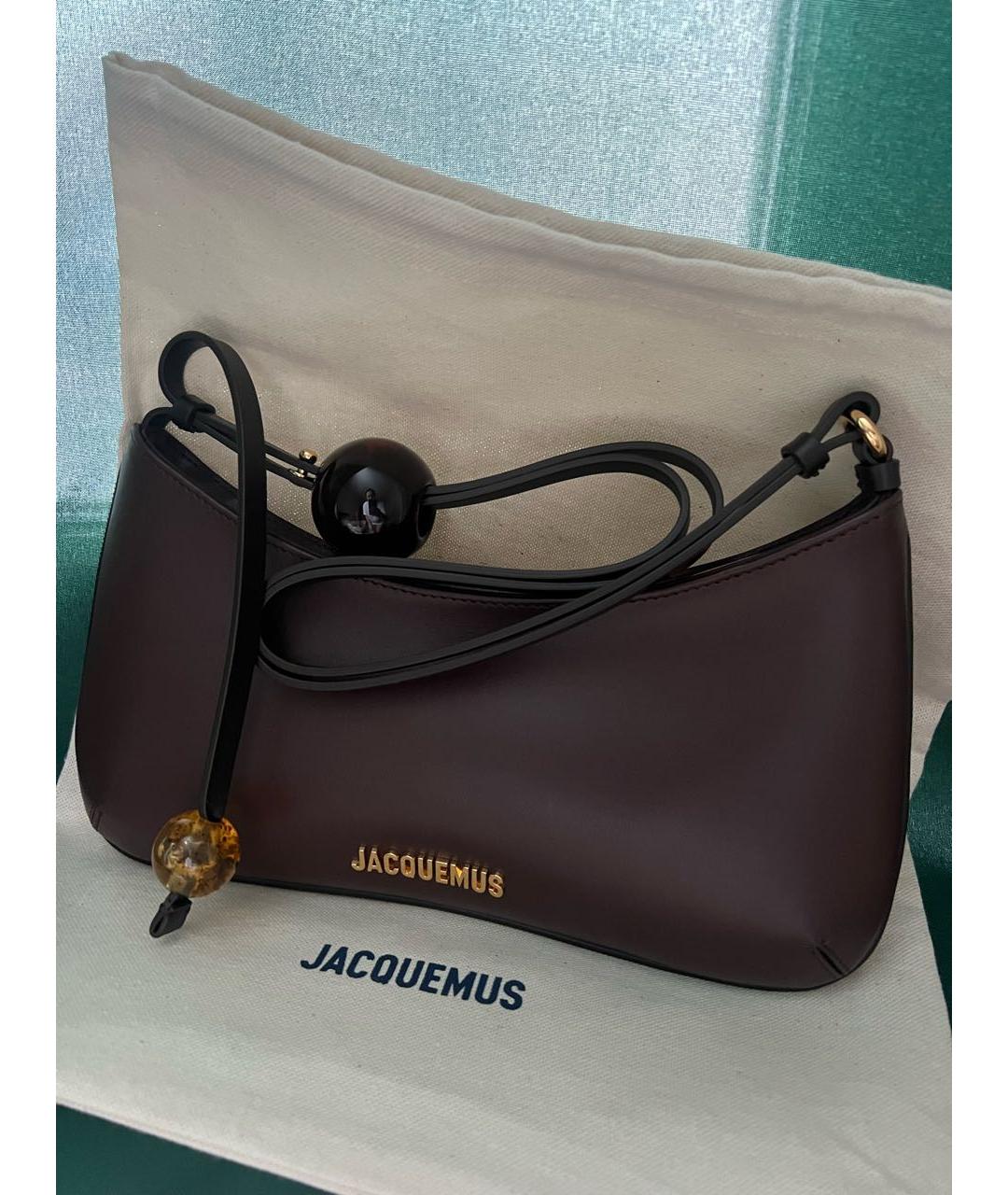 JACQUEMUS Коричневая кожаная сумка через плечо, фото 9