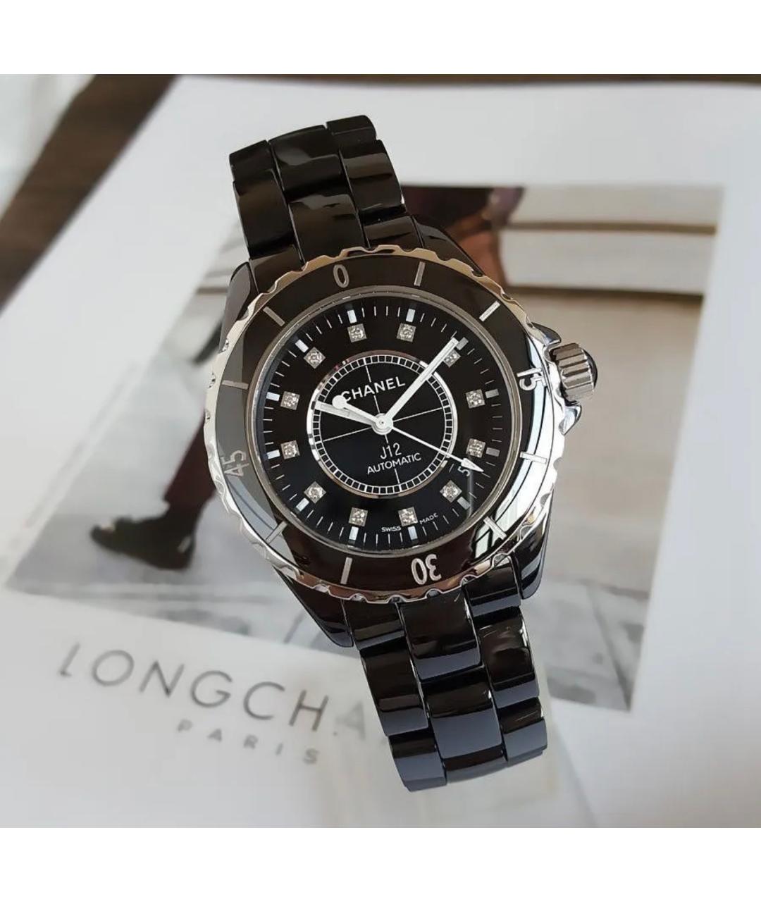 CHANEL Черные керамические часы, фото 5