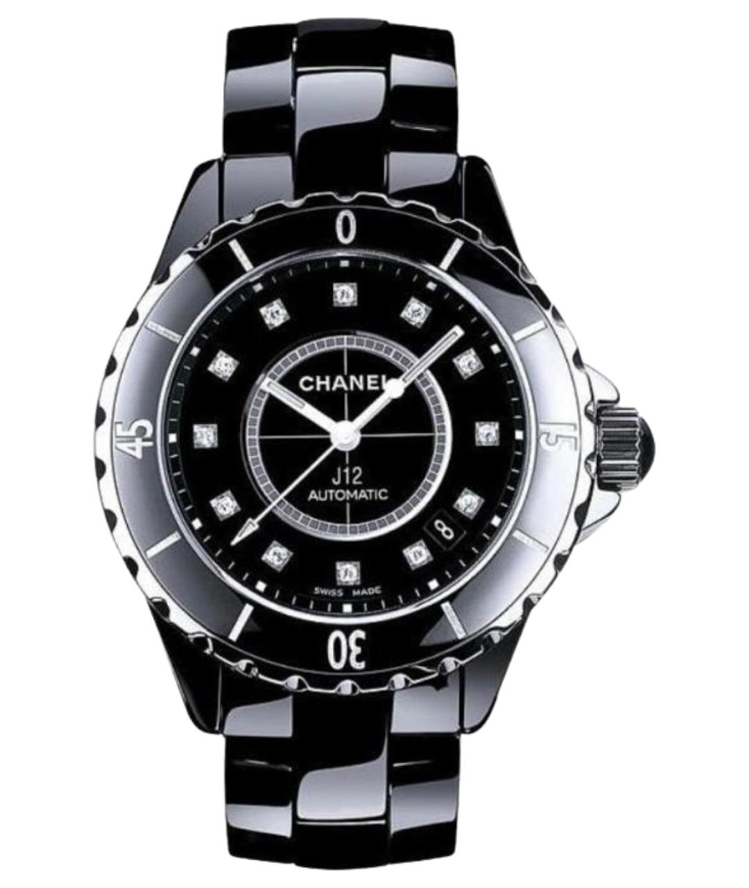 CHANEL Черные керамические часы, фото 1