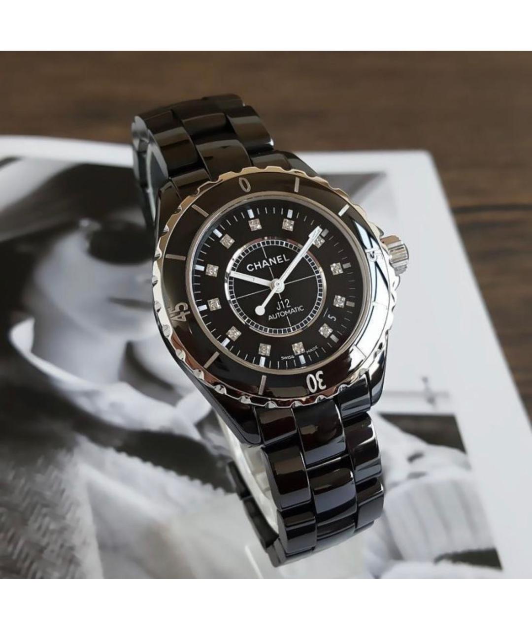 CHANEL Черные керамические часы, фото 2