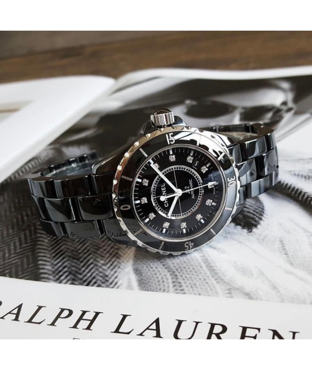 CHANEL Черные керамические часы, фото 6