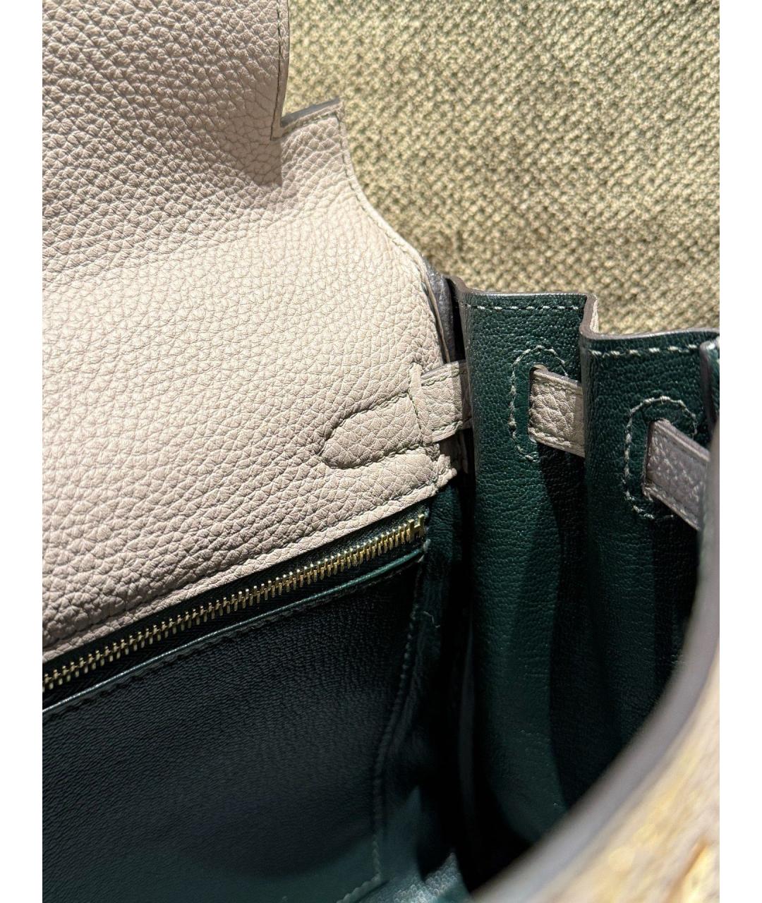 HERMES Серая кожаная сумка с короткими ручками, фото 4