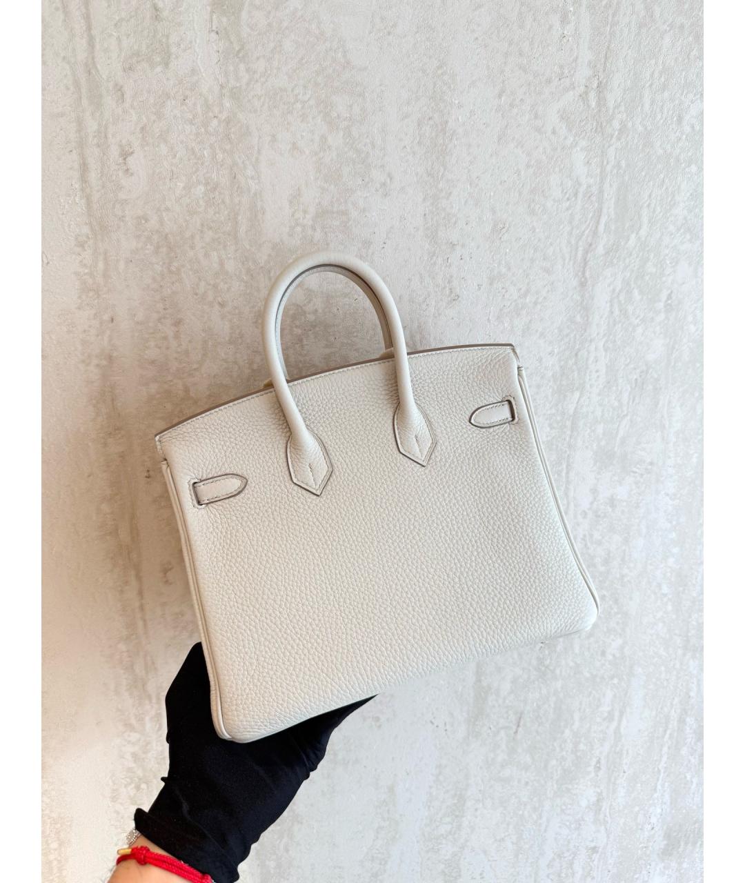 HERMES Белая кожаная сумка с короткими ручками, фото 5