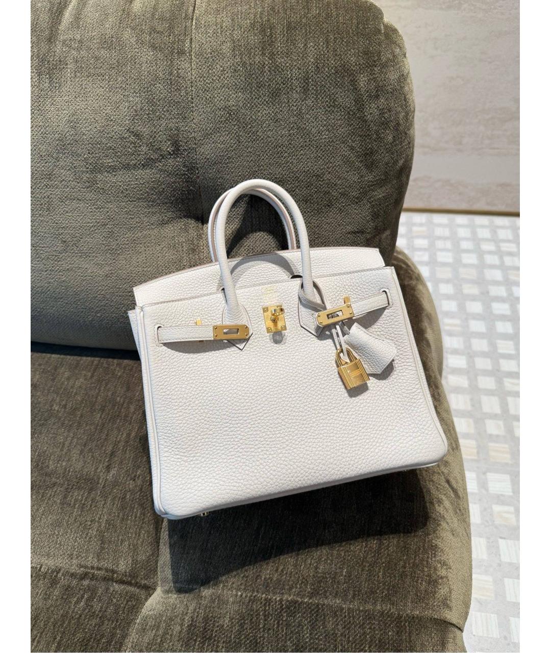 HERMES Белая кожаная сумка с короткими ручками, фото 3
