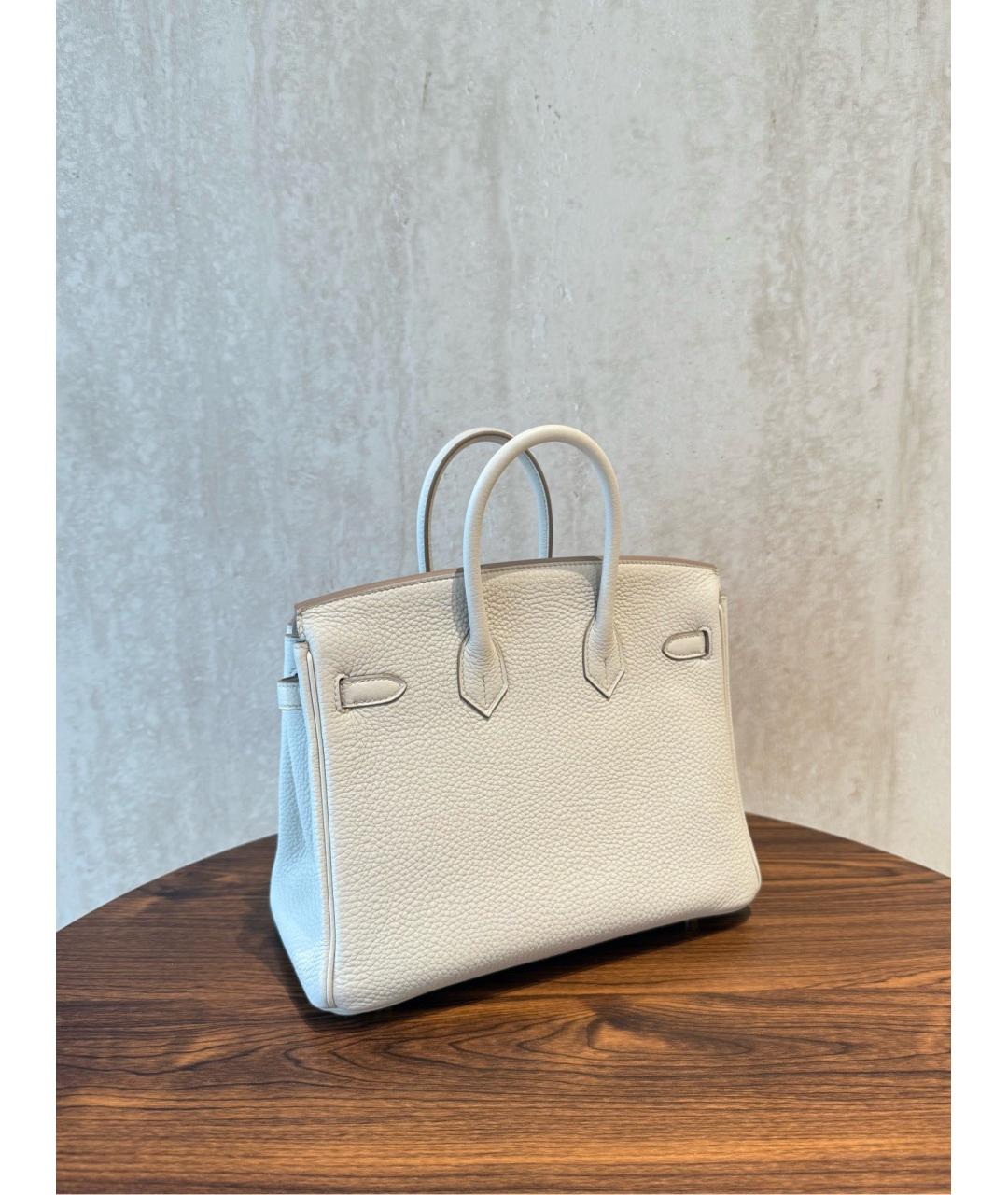 HERMES Белая кожаная сумка с короткими ручками, фото 6