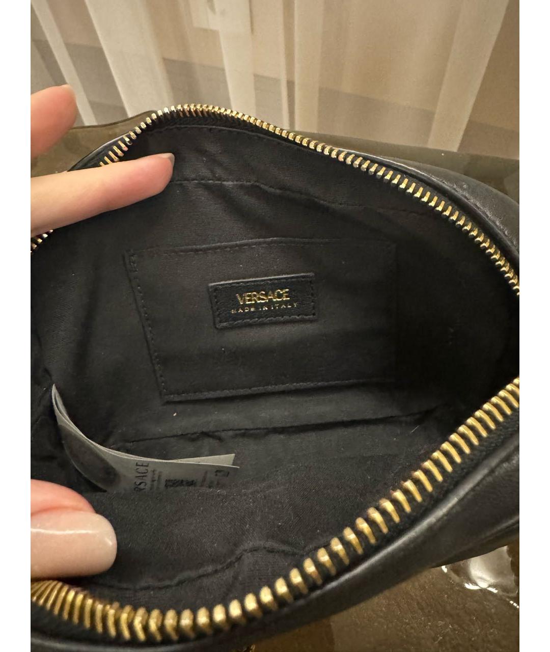 VERSACE Черная кожаная сумка через плечо, фото 4
