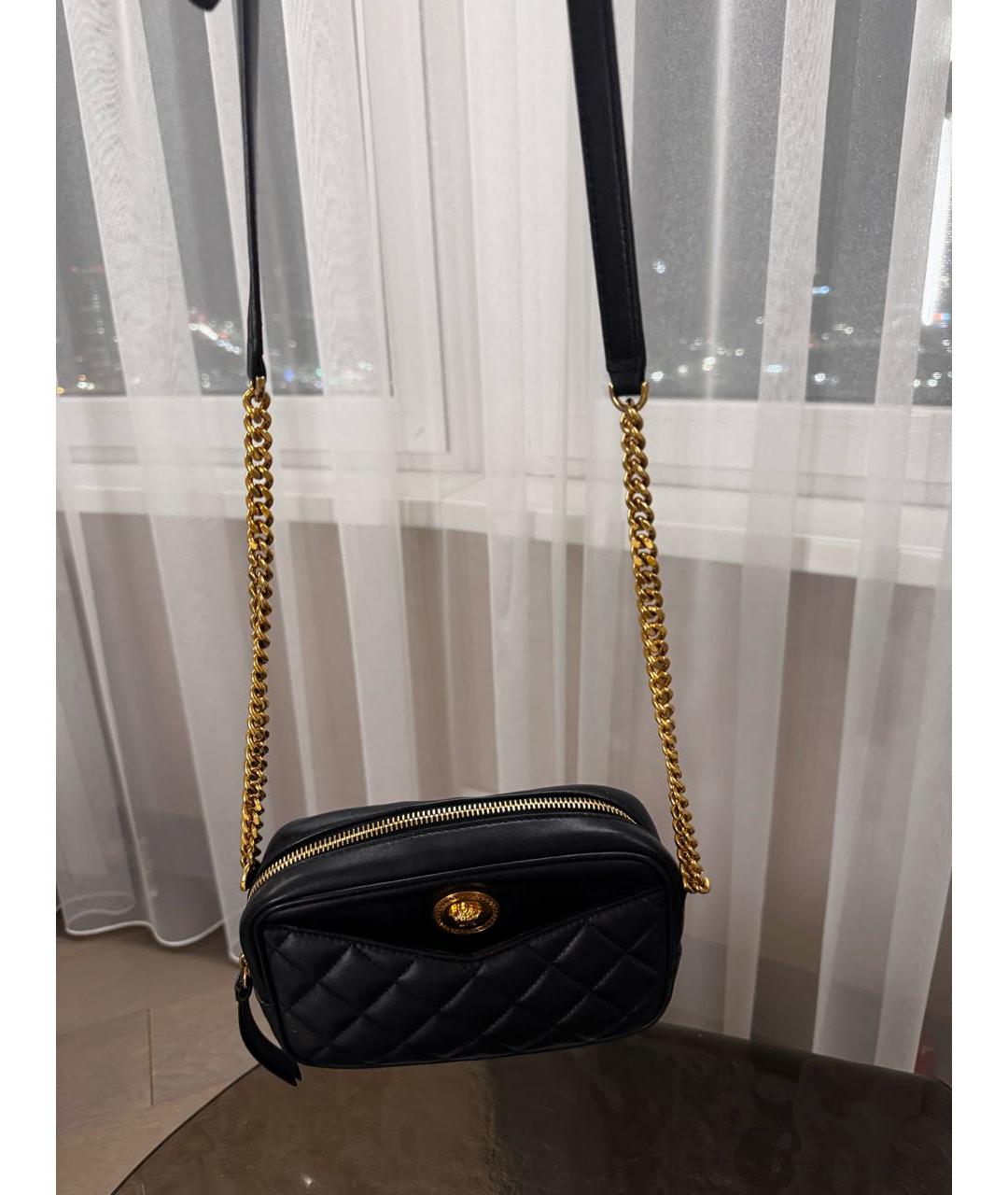 VERSACE Черная кожаная сумка через плечо, фото 2