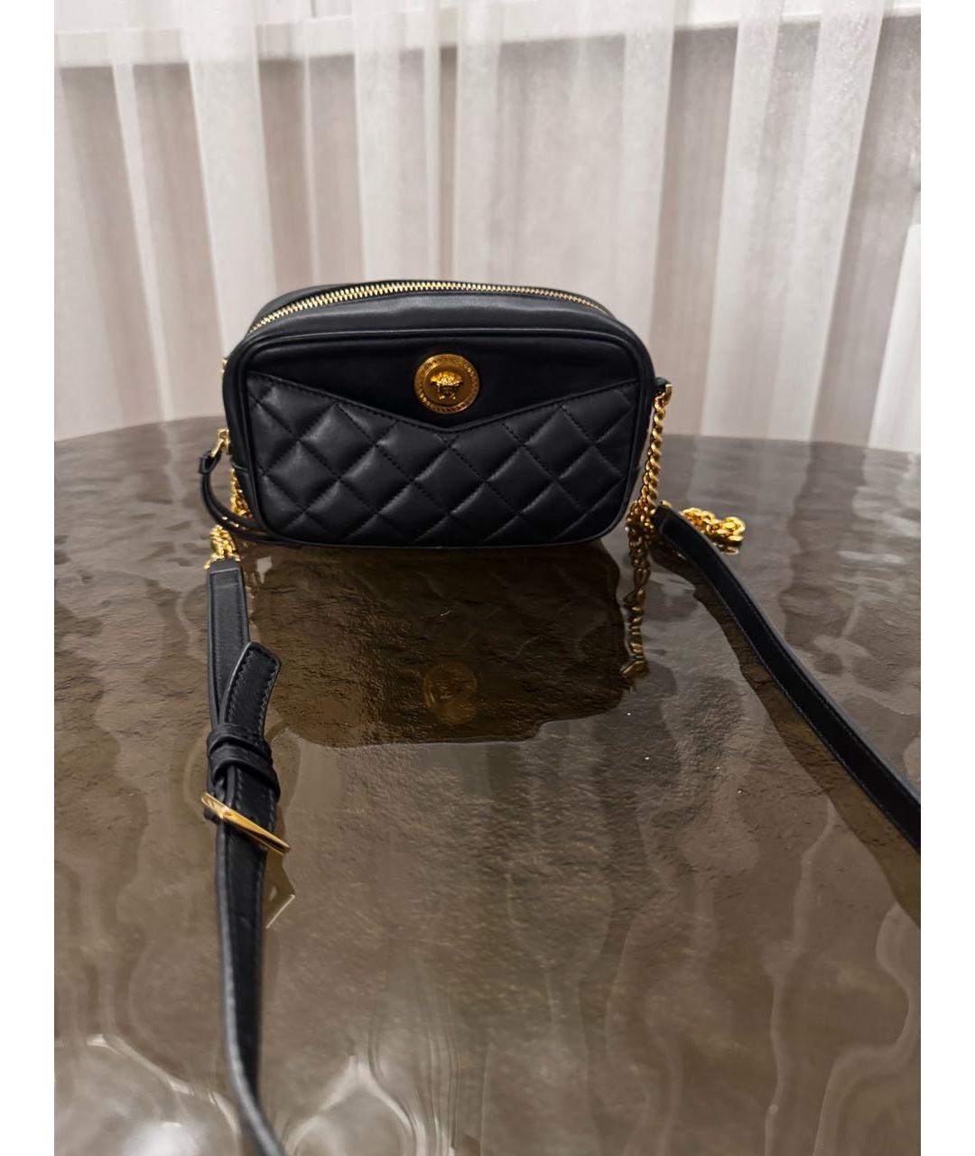 VERSACE Черная кожаная сумка через плечо, фото 5