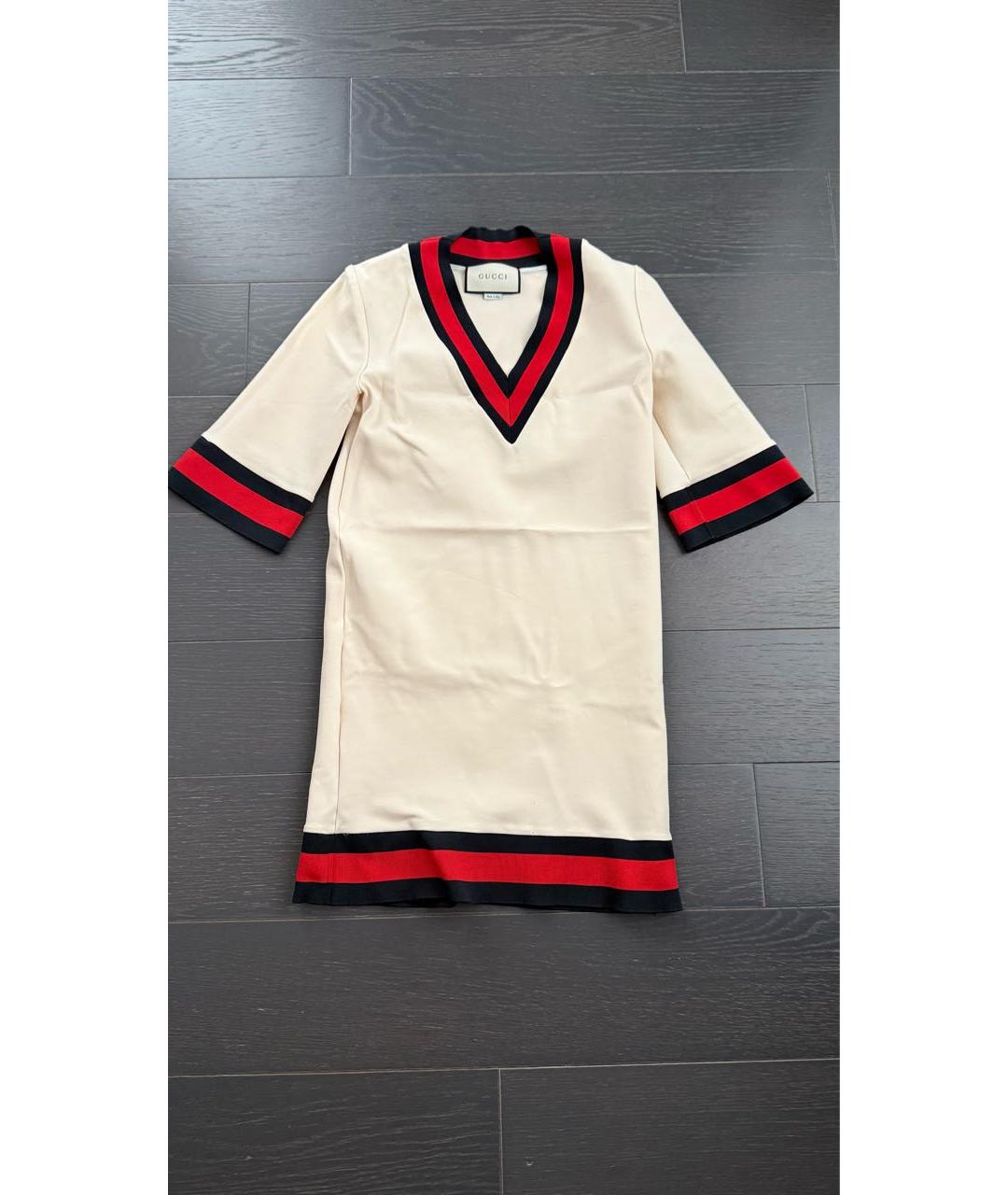 GUCCI Белое полиэстеровое повседневное платье, фото 6