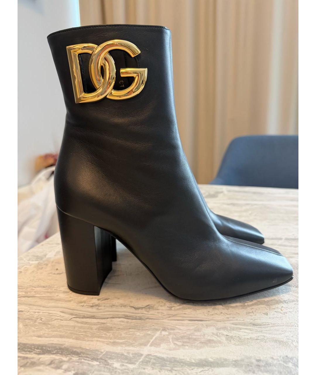 DOLCE&GABBANA Черные кожаные ботильоны, фото 6