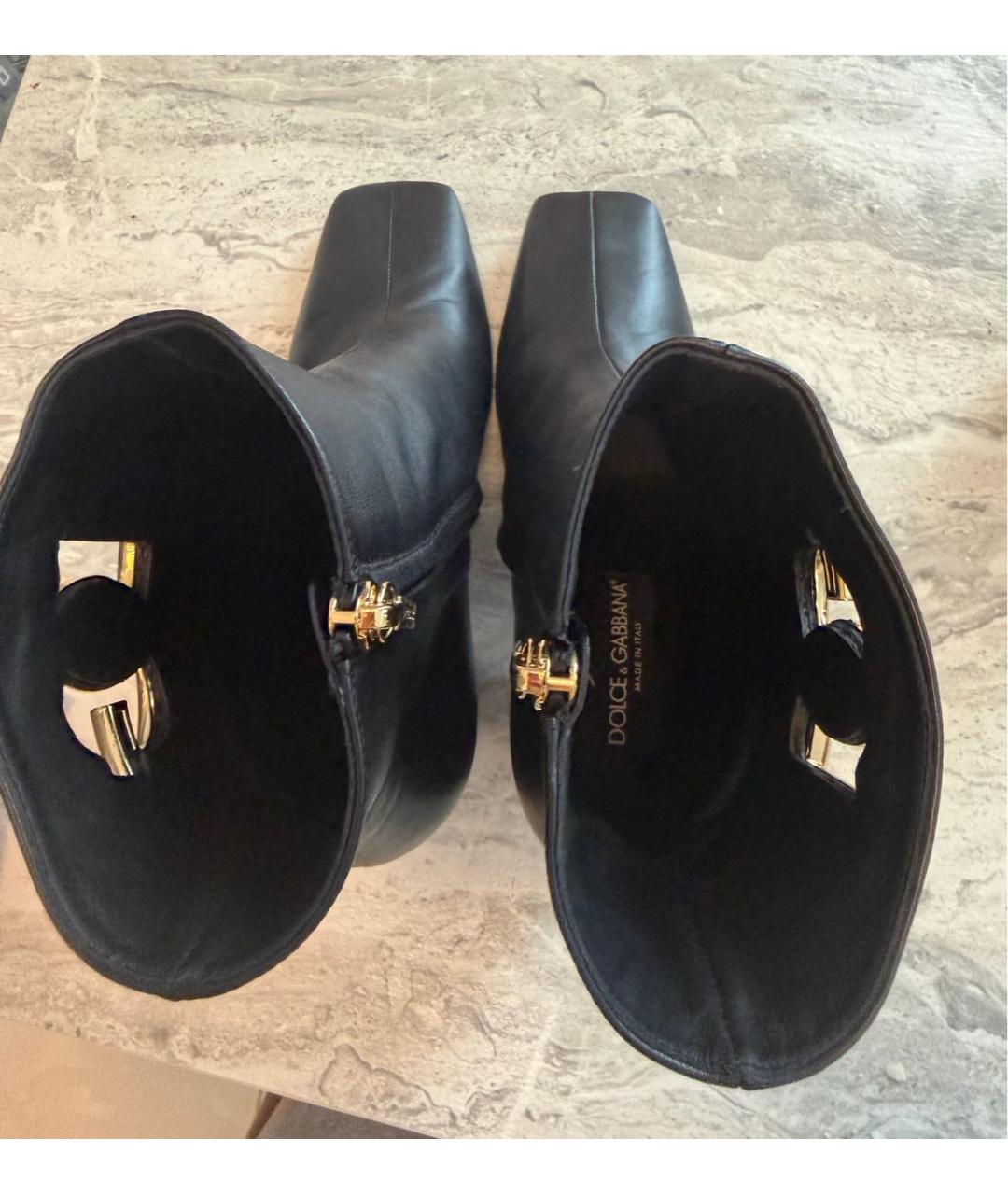 DOLCE&GABBANA Черные кожаные ботильоны, фото 3