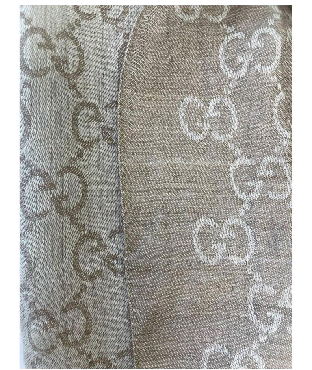 GUCCI Серый шерстяной шарф, фото 4