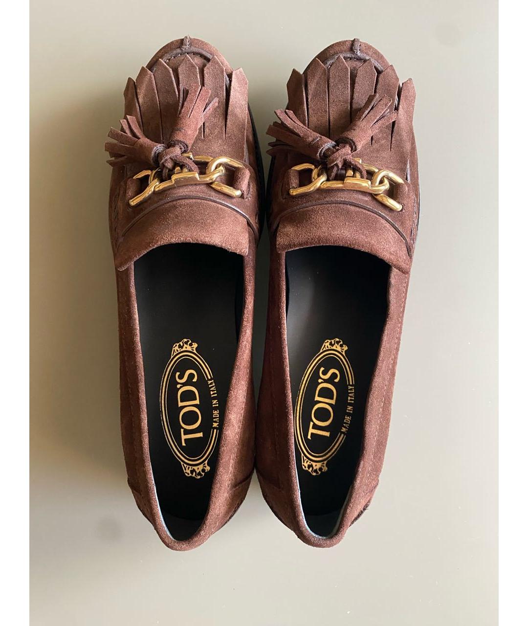 TOD'S Коричневые замшевые лоферы, фото 4