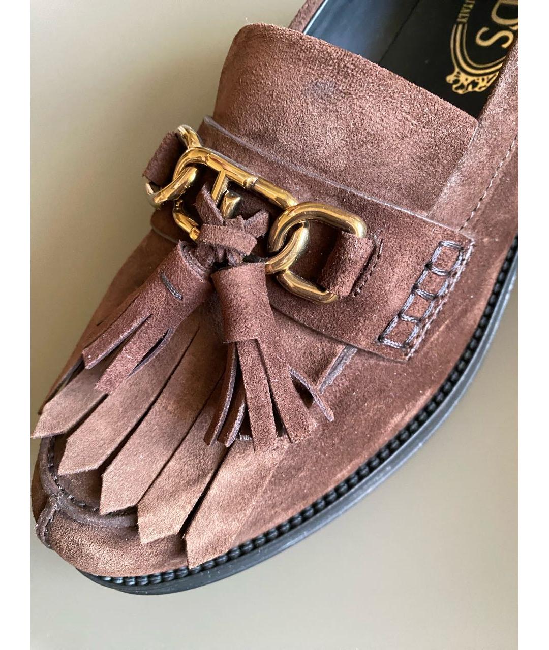 TOD'S Коричневые замшевые лоферы, фото 6