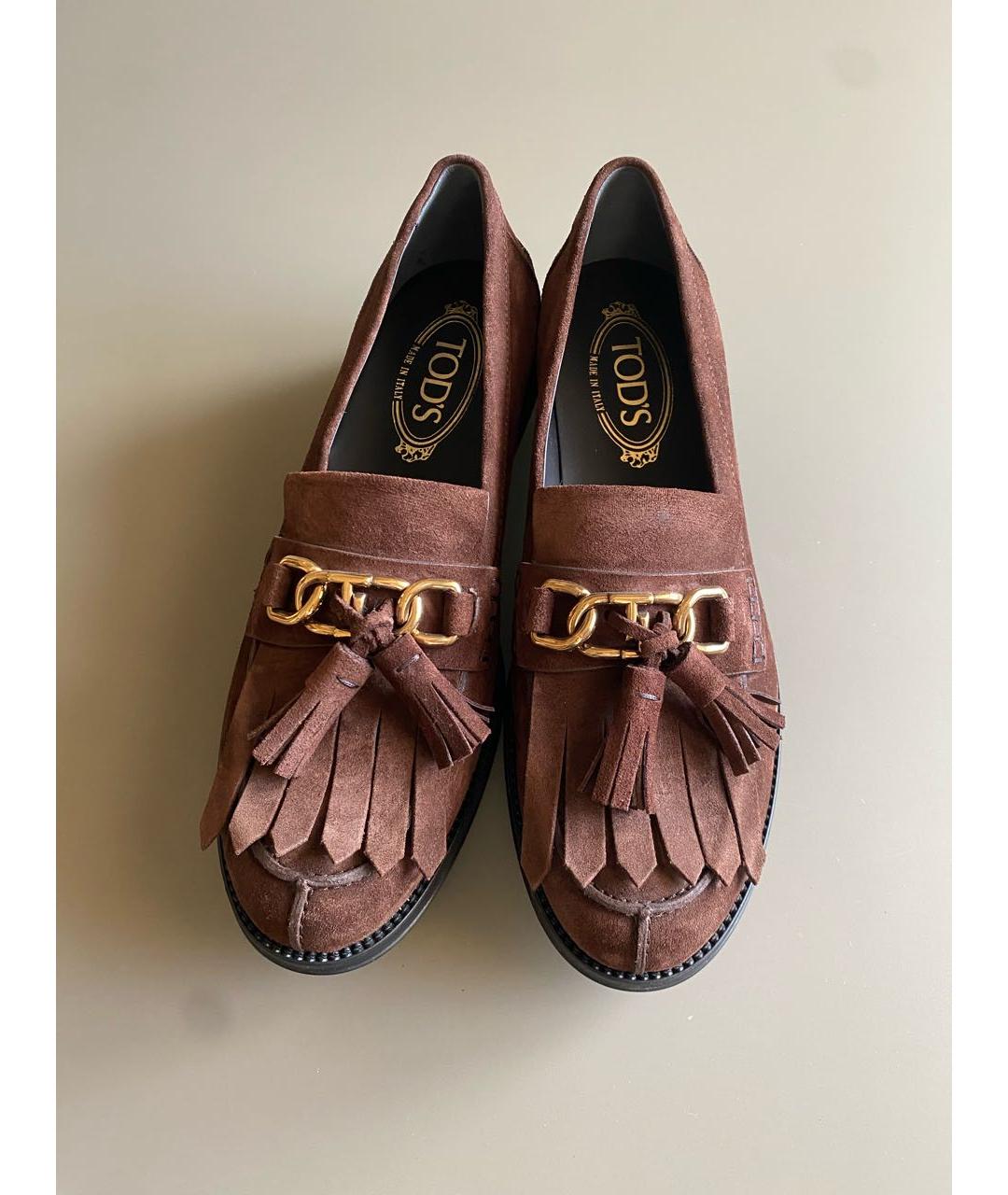 TOD'S Коричневые замшевые лоферы, фото 3