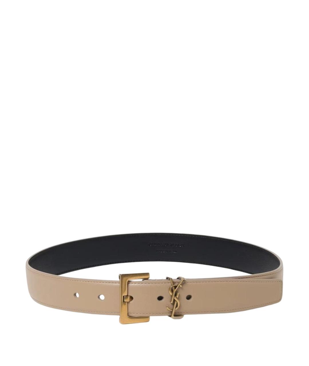 SAINT LAURENT Бежевый кожаный ремень, фото 1