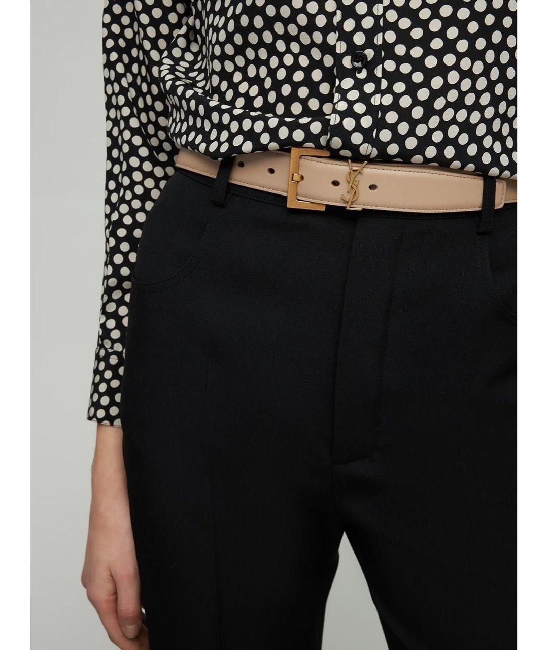 SAINT LAURENT Бежевый кожаный ремень, фото 2