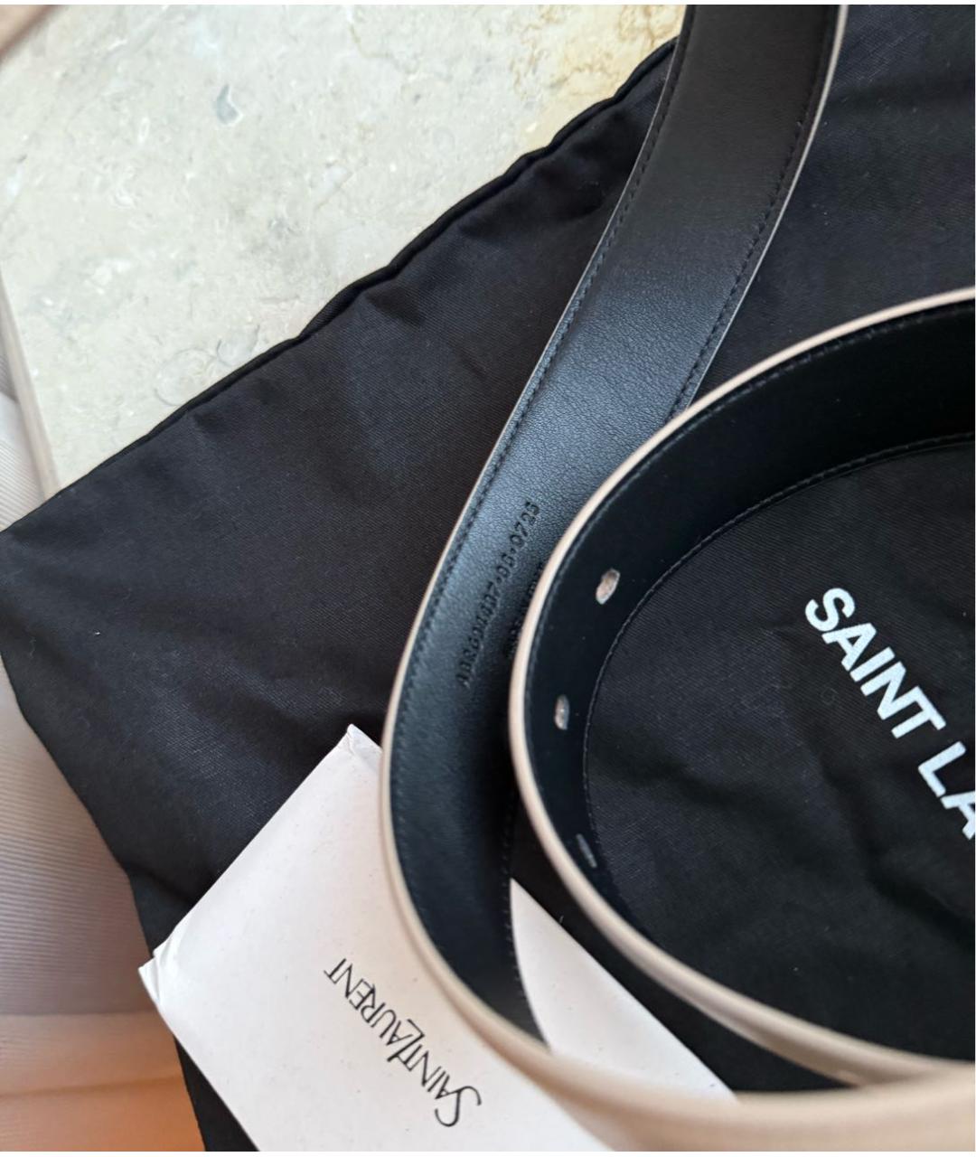 SAINT LAURENT Бежевый кожаный ремень, фото 6