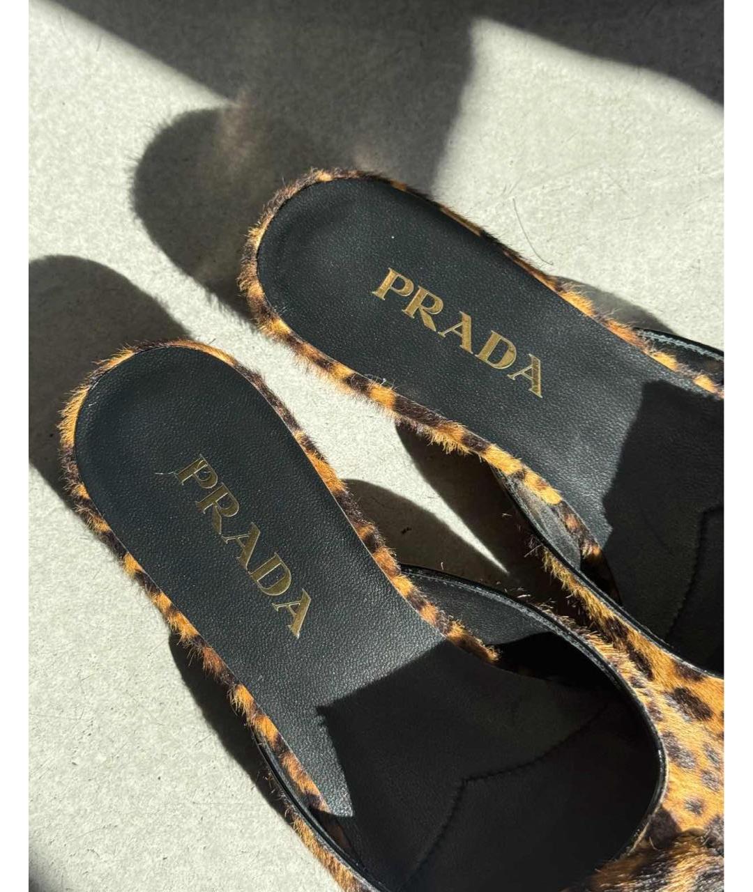 PRADA Коричневые кожаные мюли, фото 3
