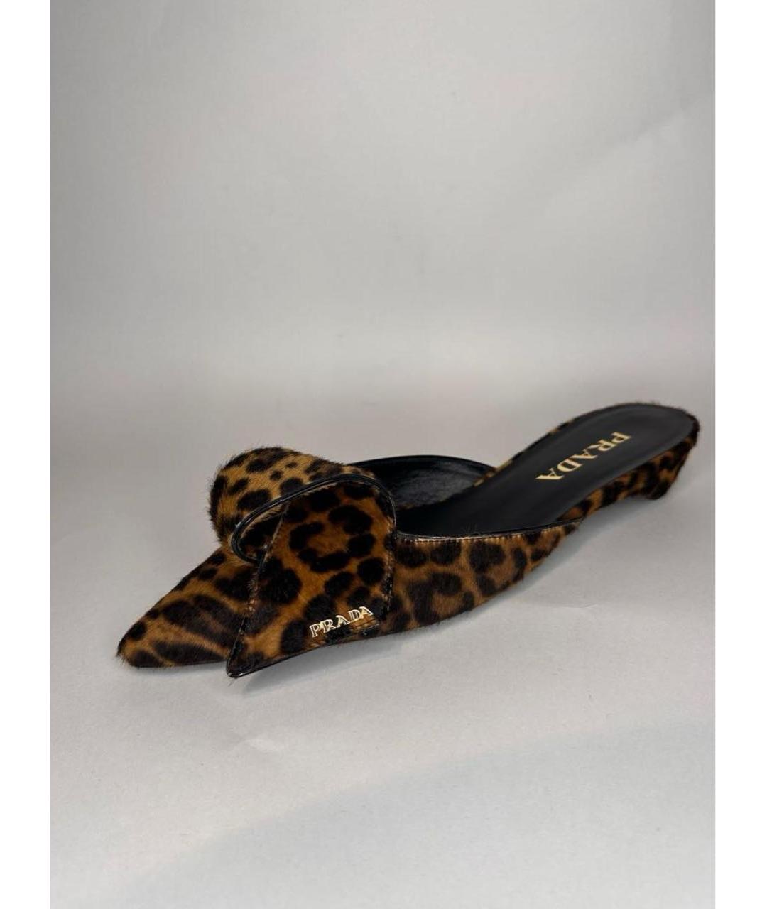 PRADA Коричневые кожаные мюли, фото 8