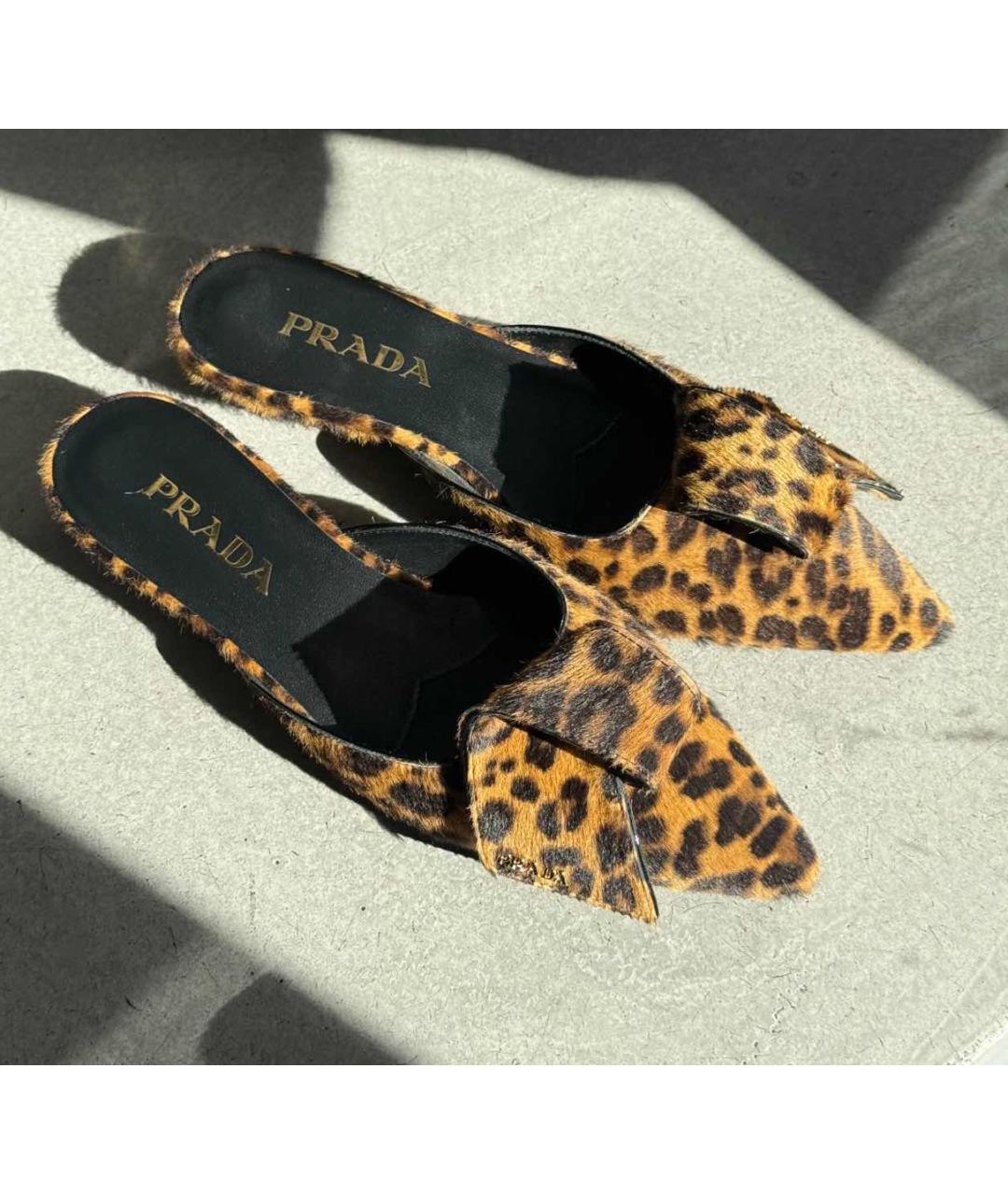 PRADA Коричневые кожаные мюли, фото 7