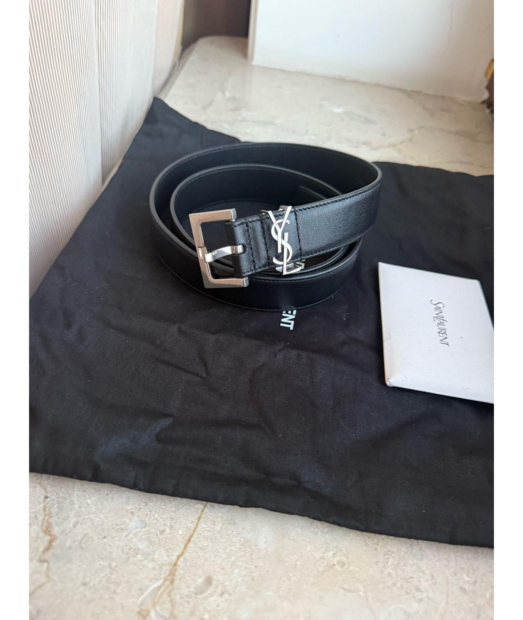 SAINT LAURENT Черный кожаный ремень, фото 8