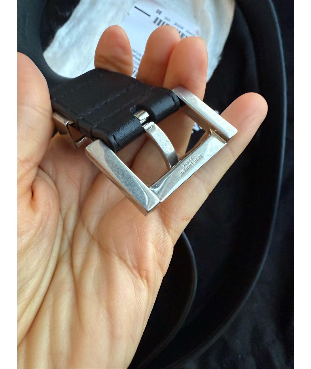 SAINT LAURENT Черный кожаный ремень, фото 5
