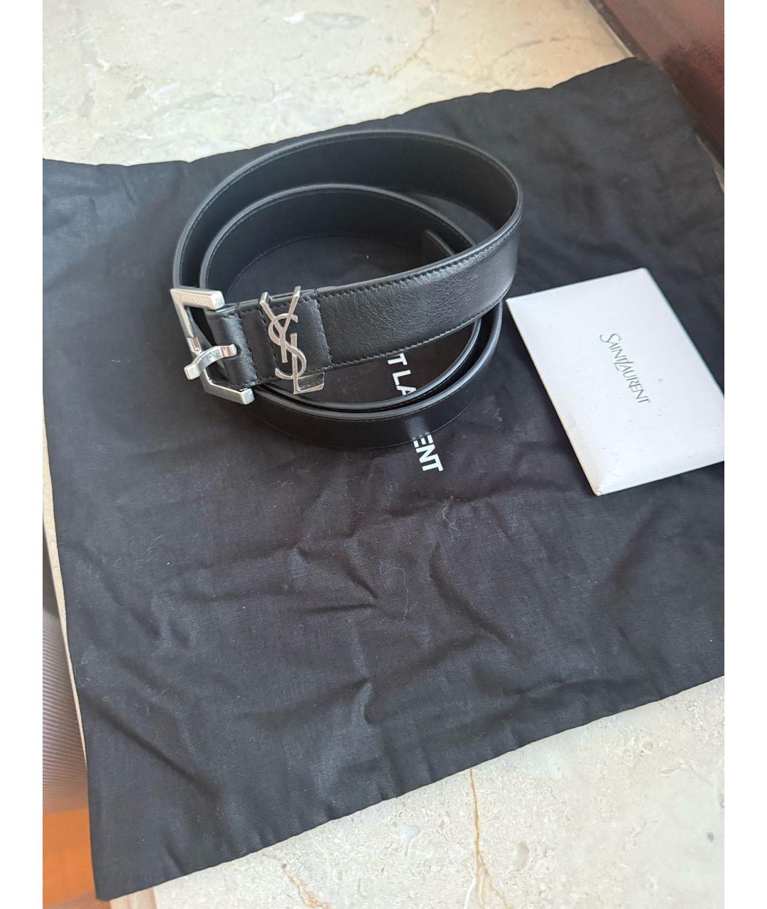 SAINT LAURENT Черный кожаный ремень, фото 4