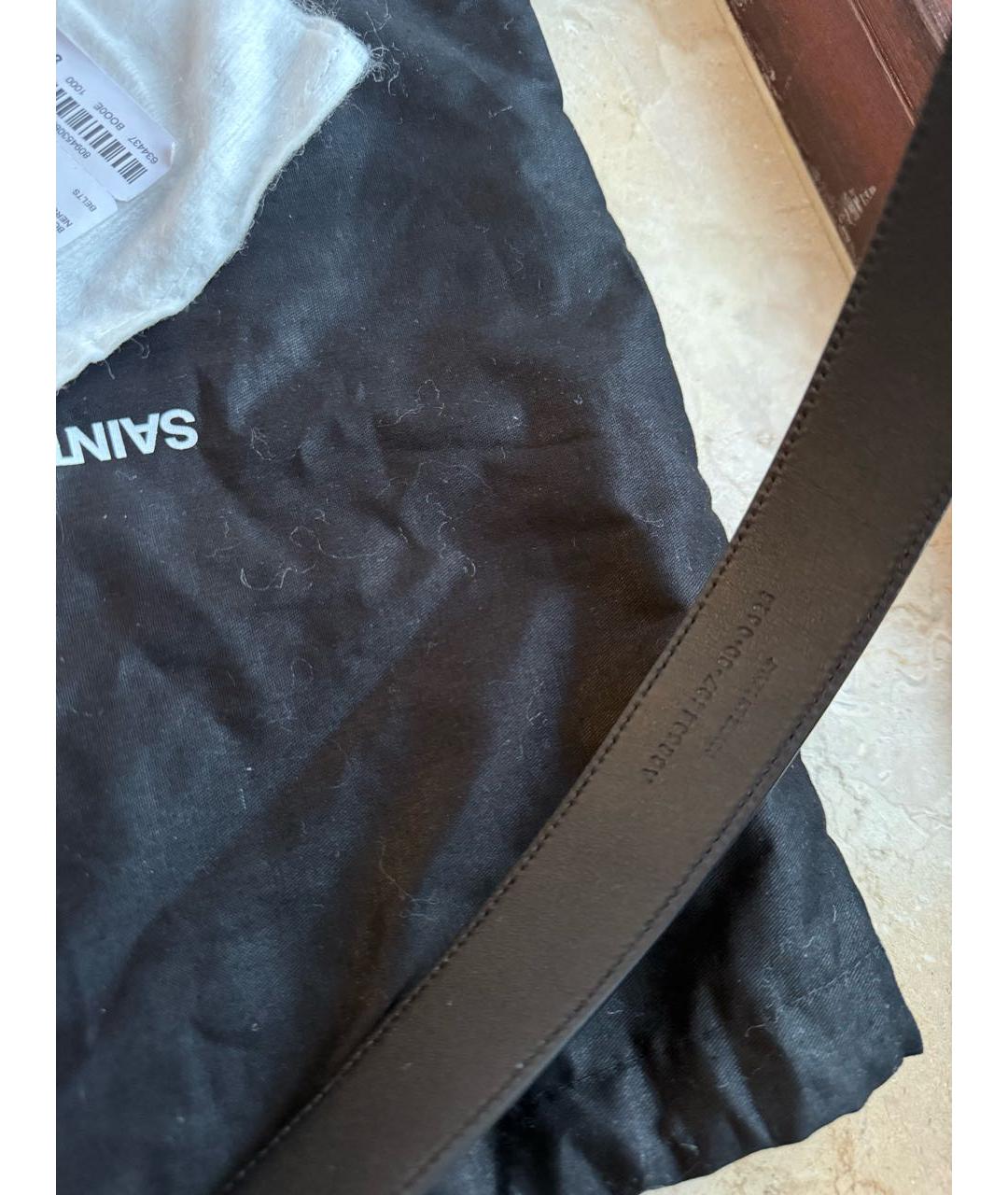 SAINT LAURENT Черный кожаный ремень, фото 6