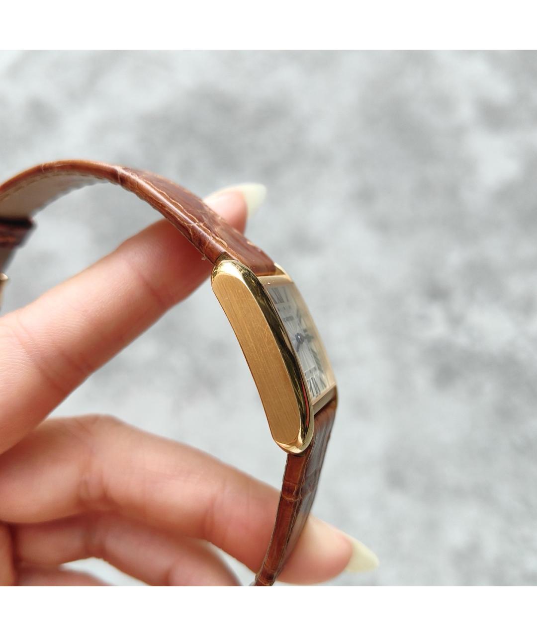 CARTIER Белые часы из желтого золота, фото 5