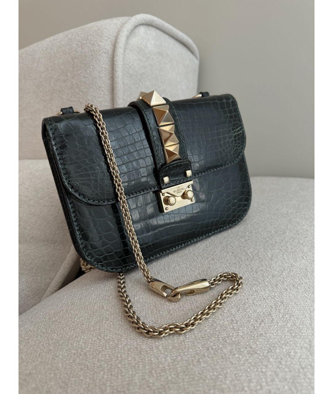 VALENTINO Черная сумка через плечо из экзотической кожи, фото 2