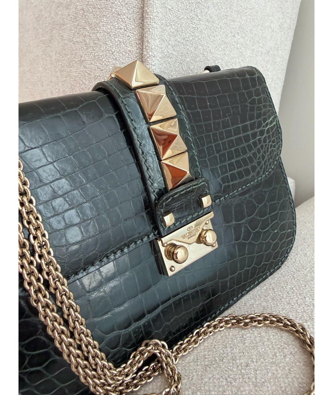 VALENTINO Черная сумка через плечо из экзотической кожи, фото 6