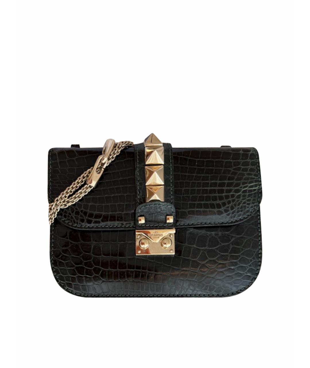 VALENTINO Черная сумка через плечо из экзотической кожи, фото 1