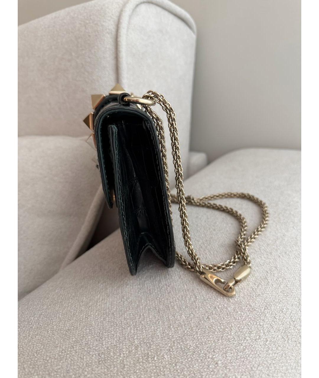 VALENTINO Черная сумка через плечо из экзотической кожи, фото 5