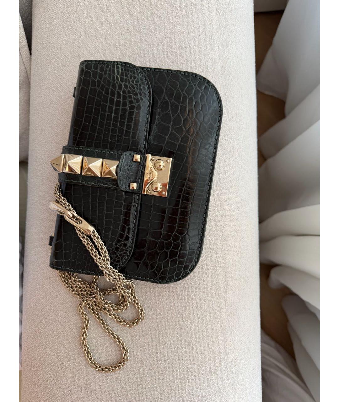 VALENTINO Черная сумка через плечо из экзотической кожи, фото 7