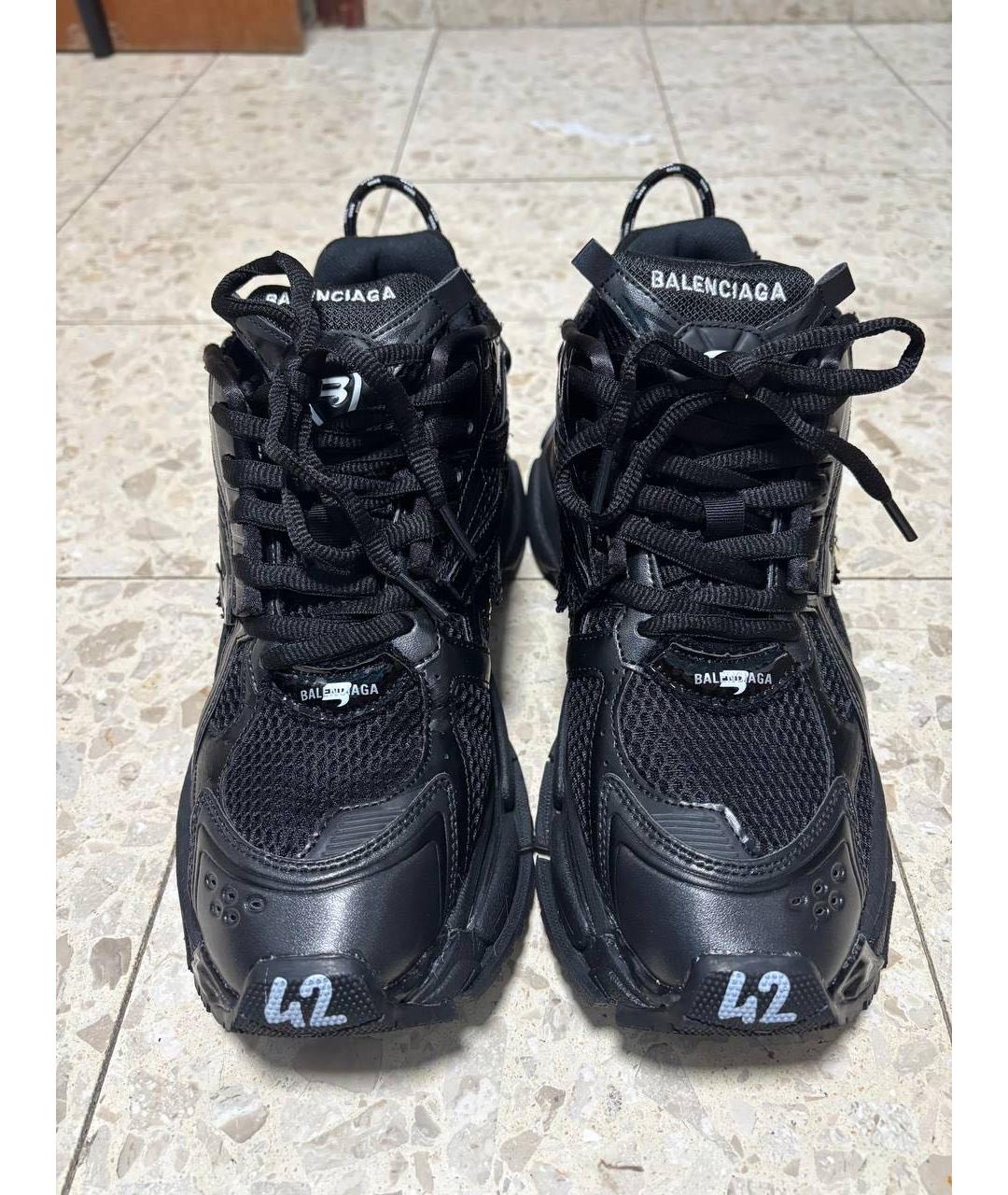 BALENCIAGA Черные текстильные низкие кроссовки / кеды, фото 2